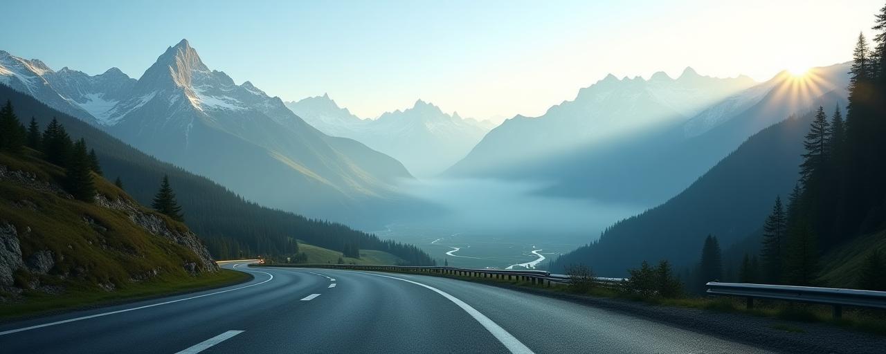 Aussicht auf eine Schweizer Autobahn durch die Alpen